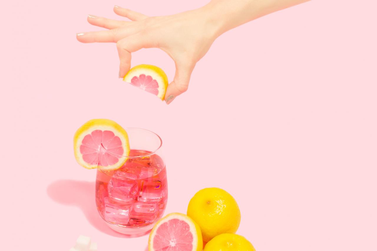 Lemonade in a pink background