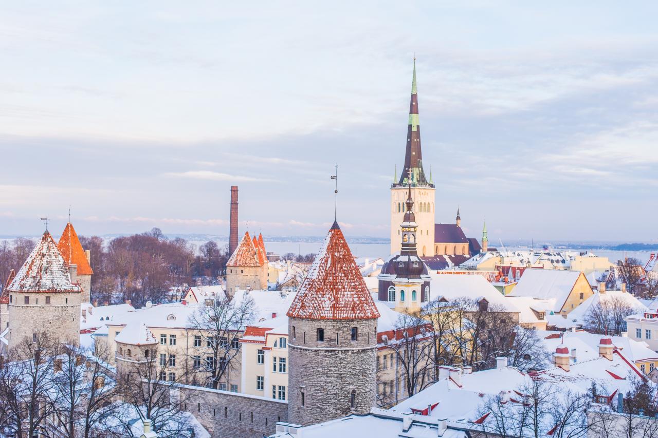 Snow covered town