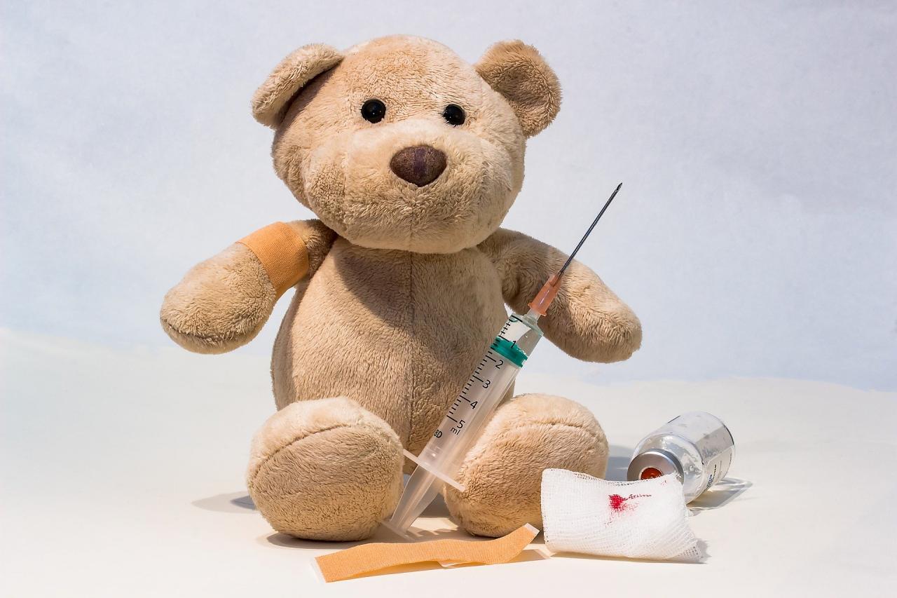 teddy bear with syringe