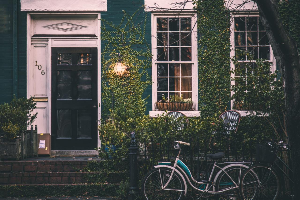 House with bicycle in front