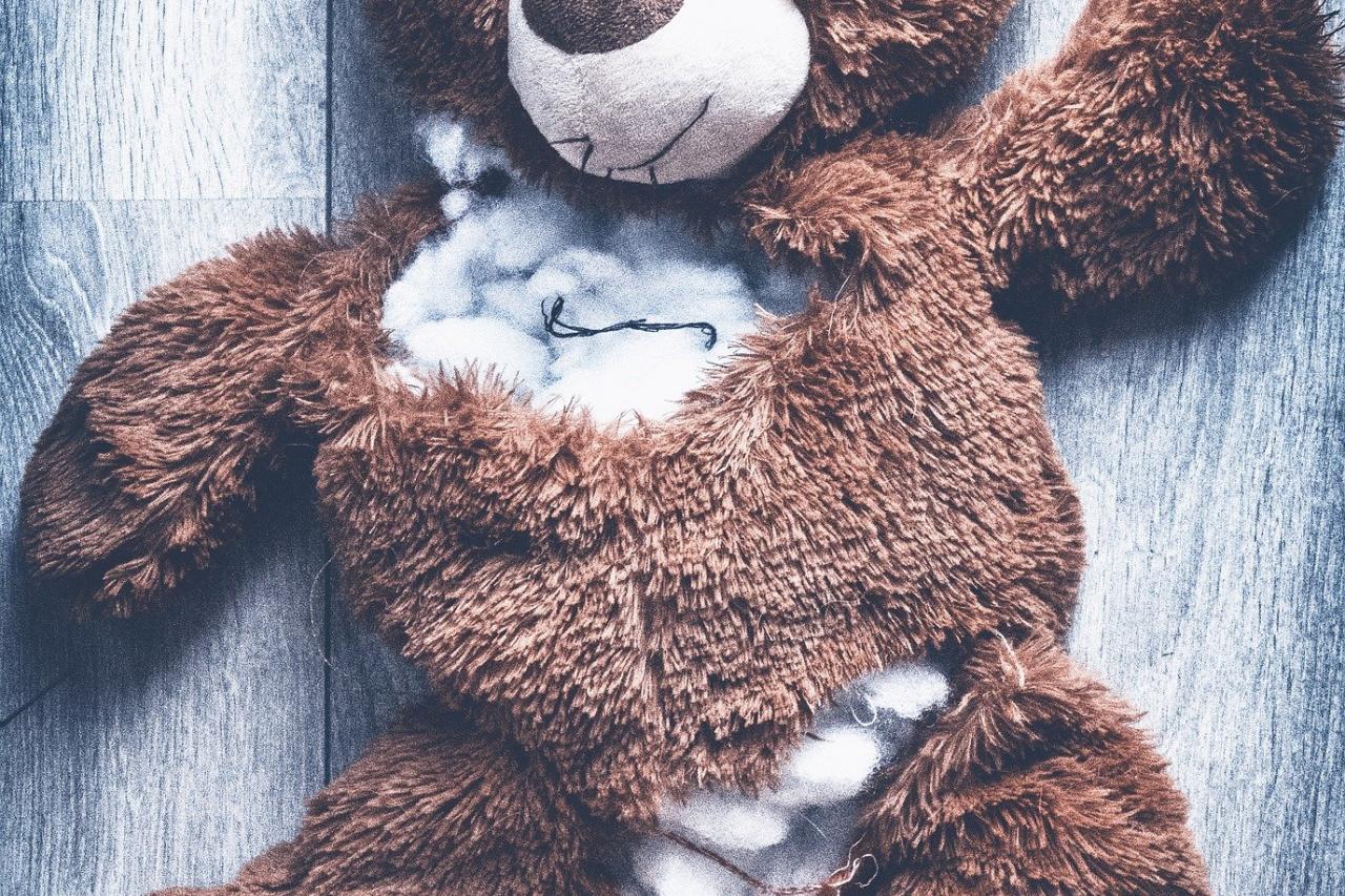 torn teddy bear