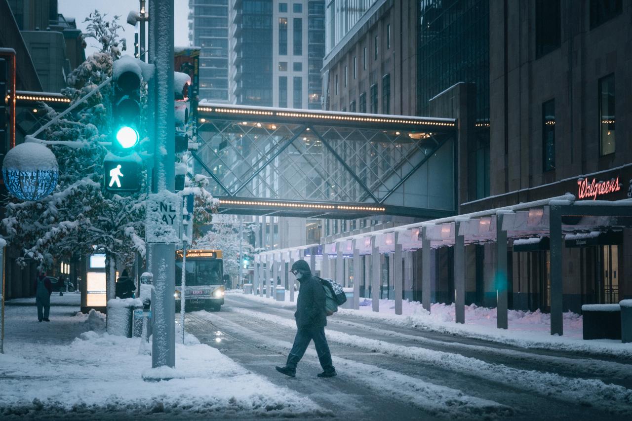 walking during blizzard
