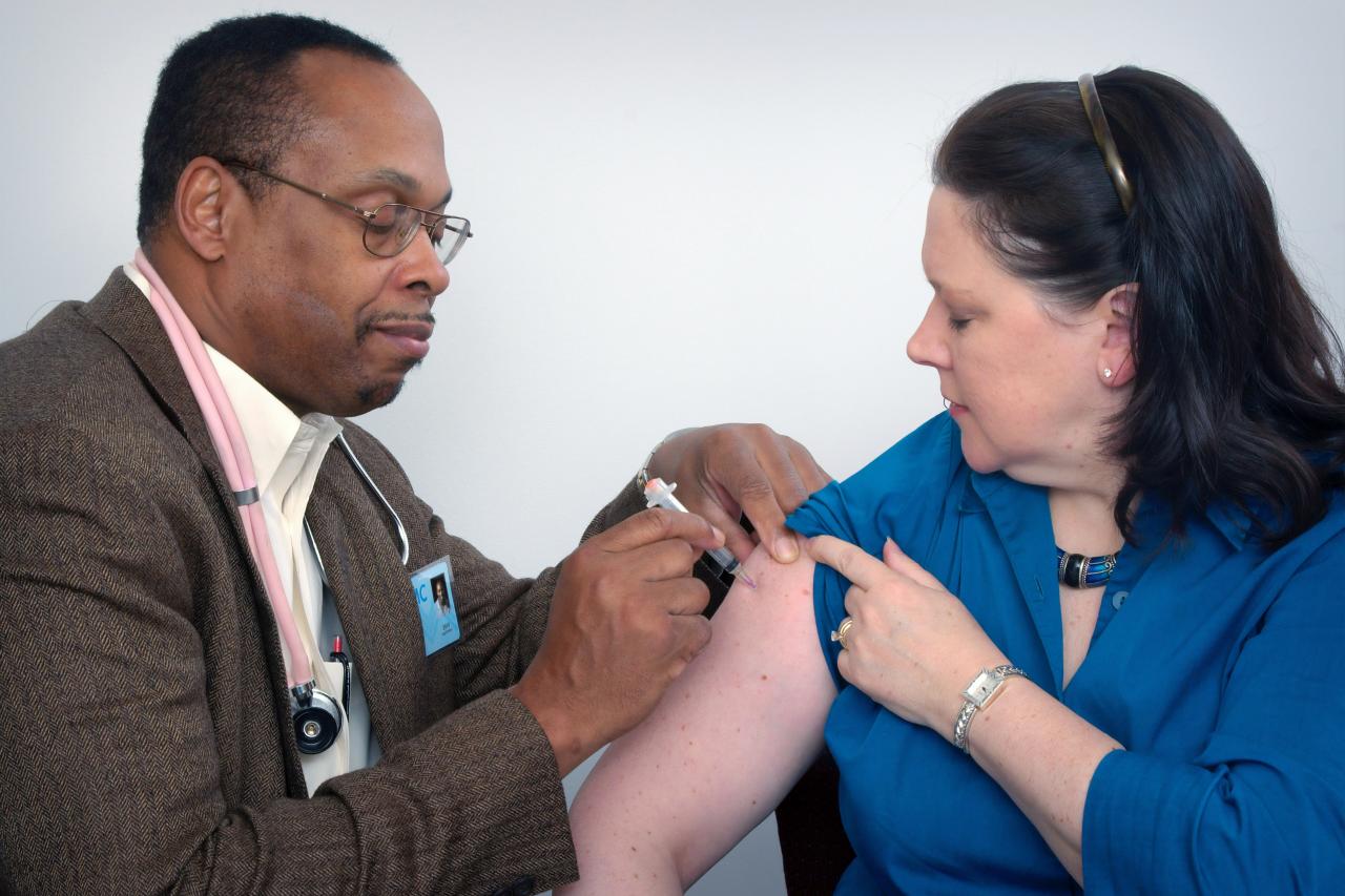 woman getting vaccinated