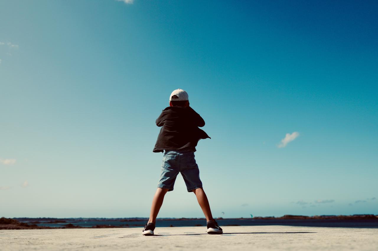 person standing on beach