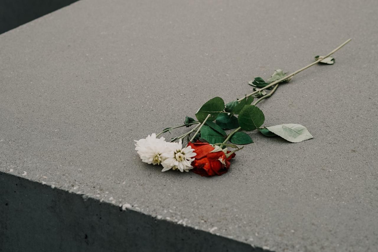 flower on a tombstone