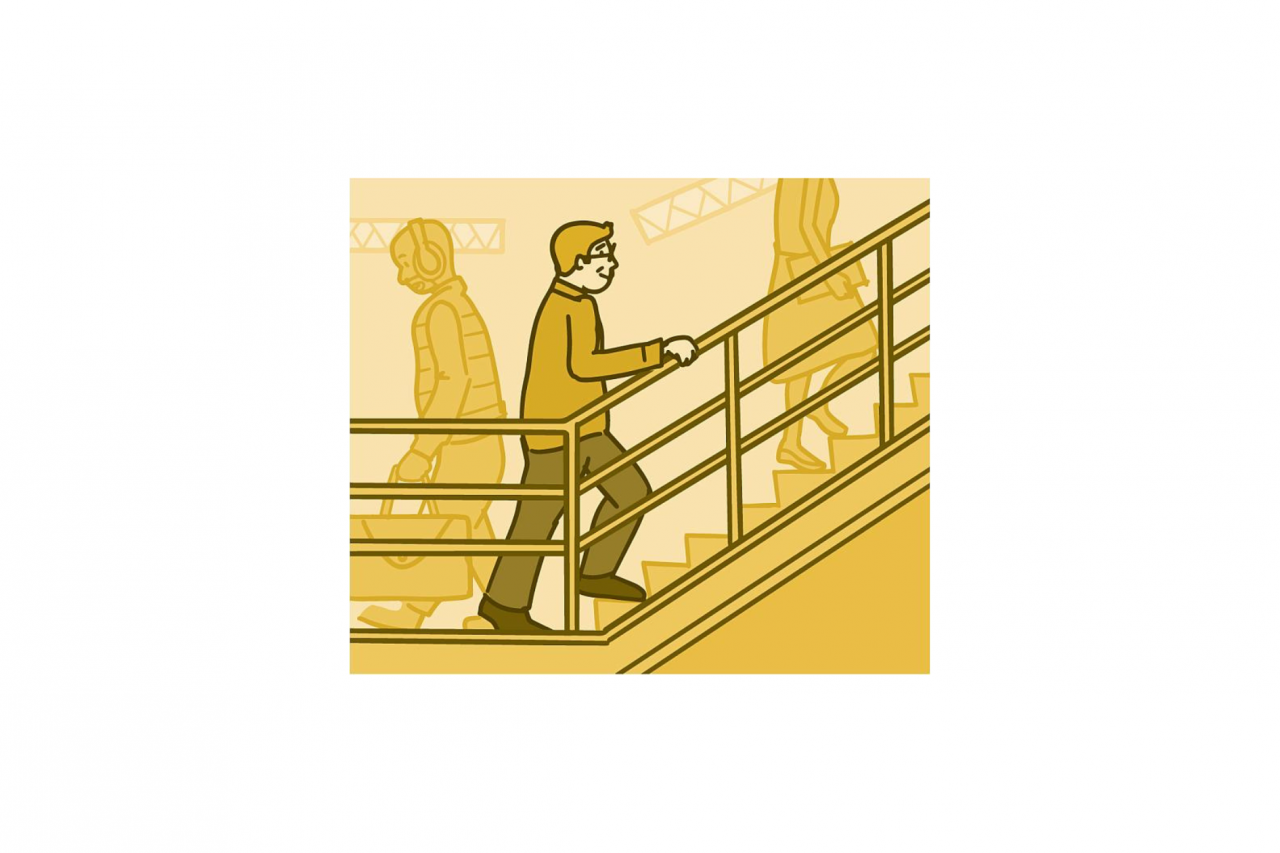 Illustration of people taking the stairs.