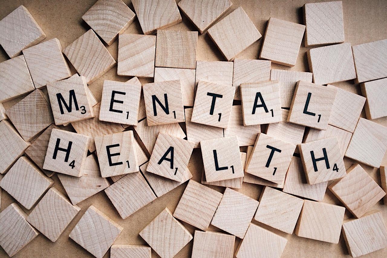 letter tiles spell "mental health"