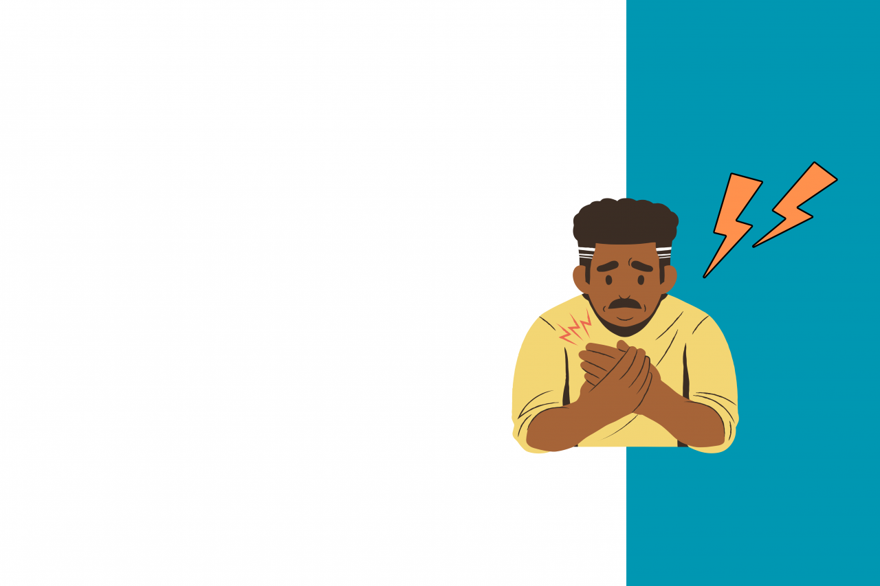 Illustration of man holding his hand in pain.