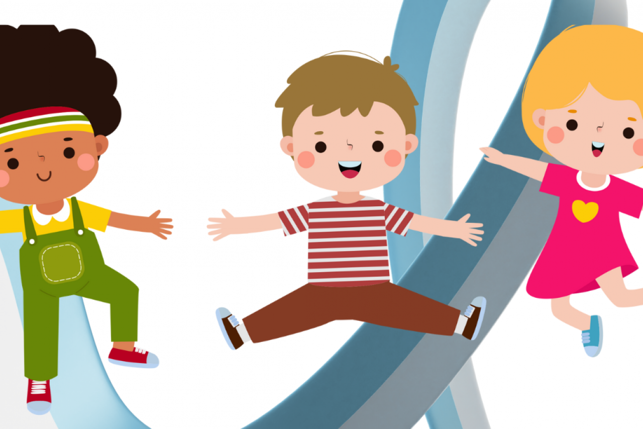 Illustration of various children jumping and playing