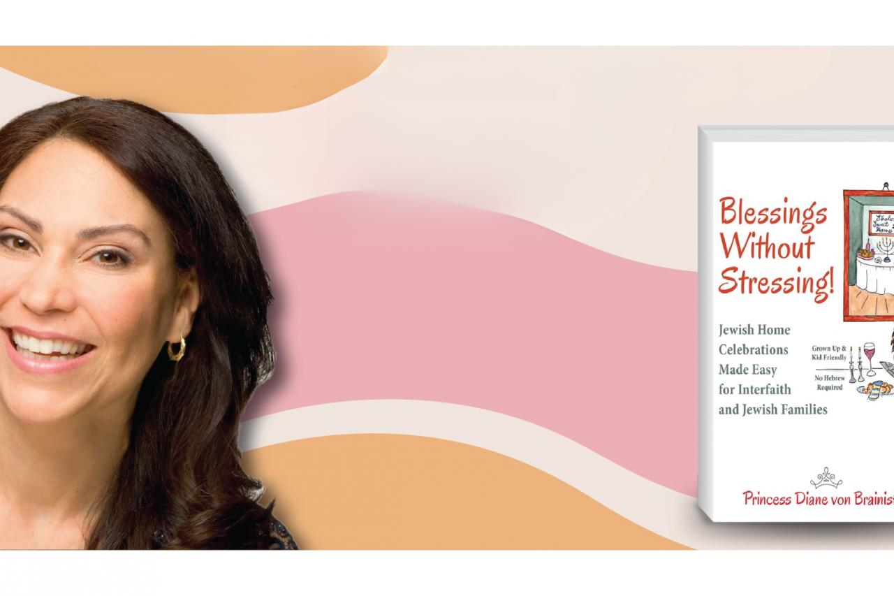 Picture of author Diane Uniman and cover of her book "Blessings Without Stressing"