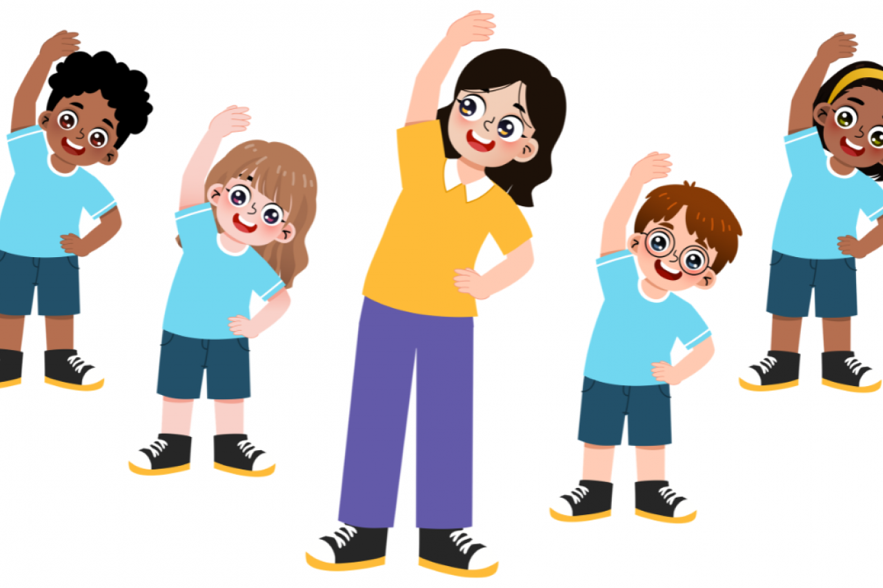 a group doing an exercise activity