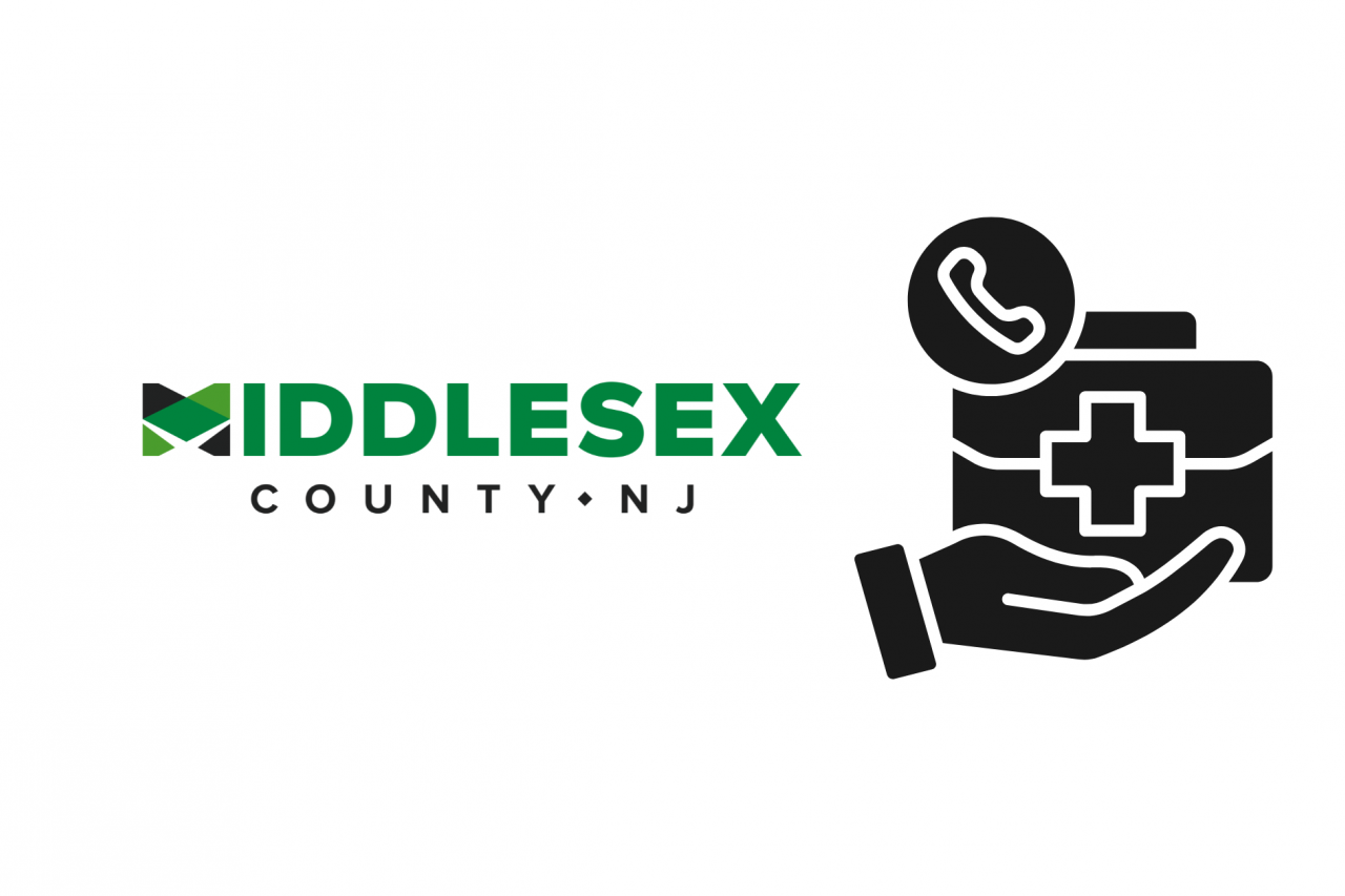 Middlesex County Office of Health Services logo with health services solid illustration.