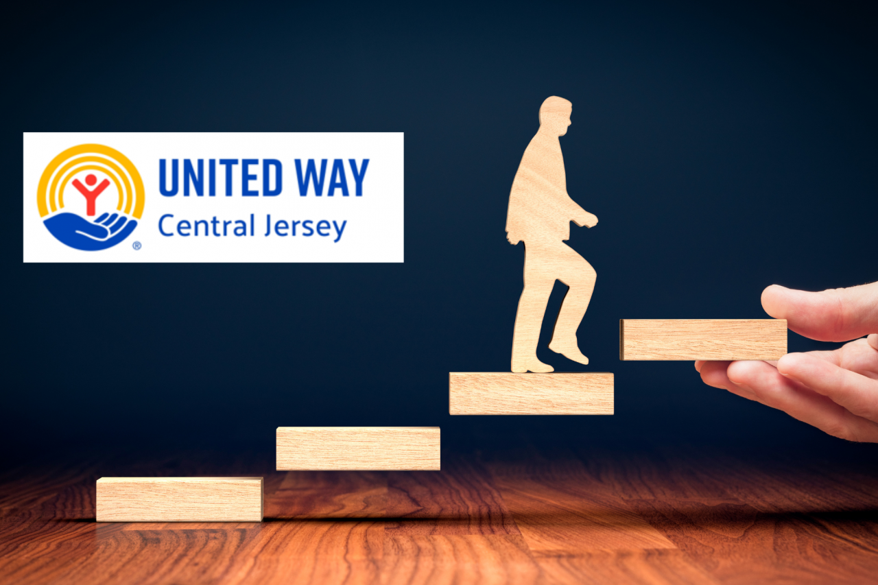 Visualization of personal development, success, and career growth with United Way Central Jersey logo.