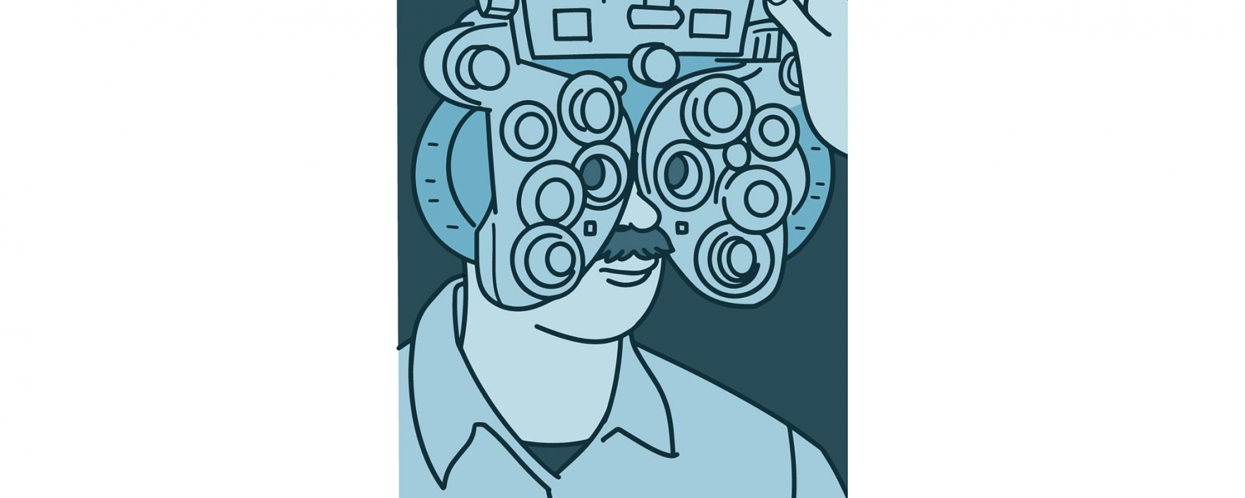 Illustration of a person getting a refractive eye exam