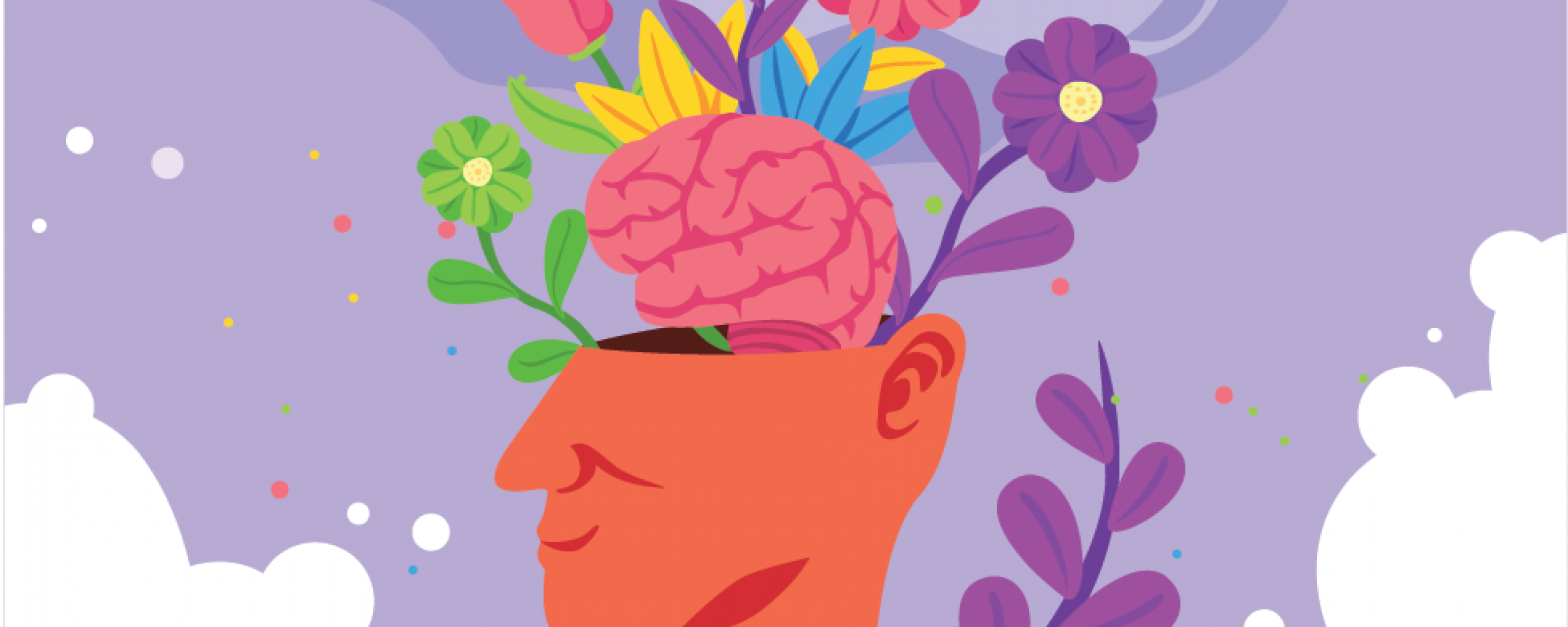 Illustration of flower growing from the mind