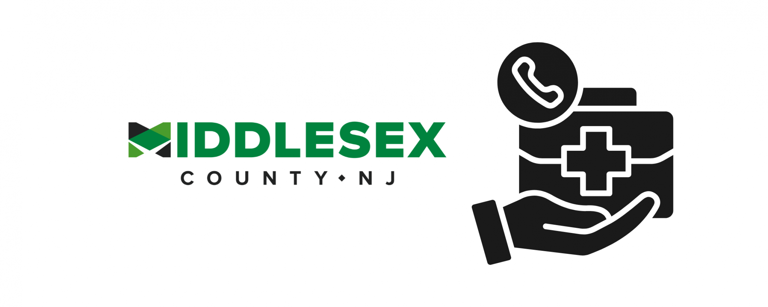 Middlesex County Office of Health Services logo with health services solid illustration.
