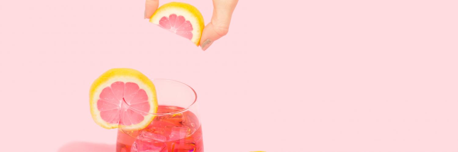 Lemonade in a pink background