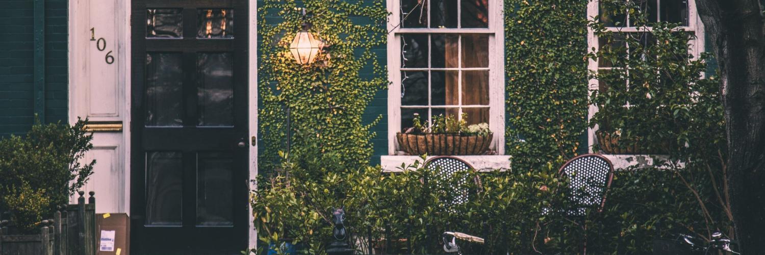 House with bicycle in front