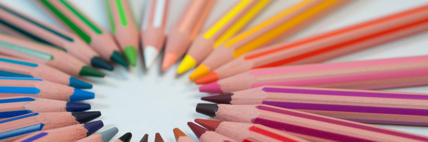 a circle of coloring pencils