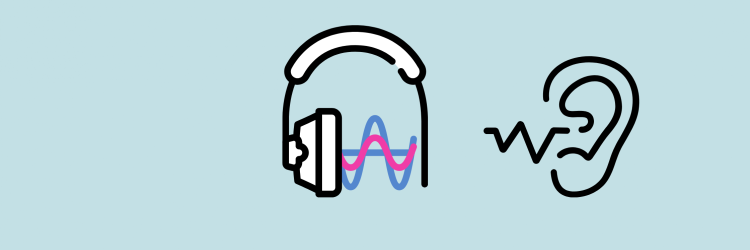 Vector illustration of hearing test equipment and the hearing test icon