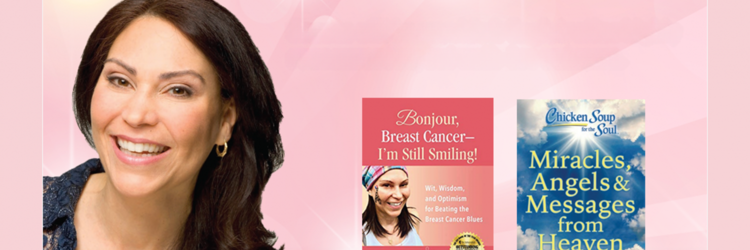 headshot picture of author, Diane Uniman, alongside her book "Bonjour, Breast Cancer..." and the book she is featured in "Chicken Soup for the Soul...".