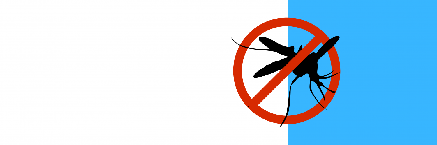 Silhouette of a mosquito with a red prohibition symbol over it