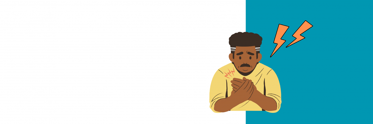 Illustration of man holding his hand in pain.