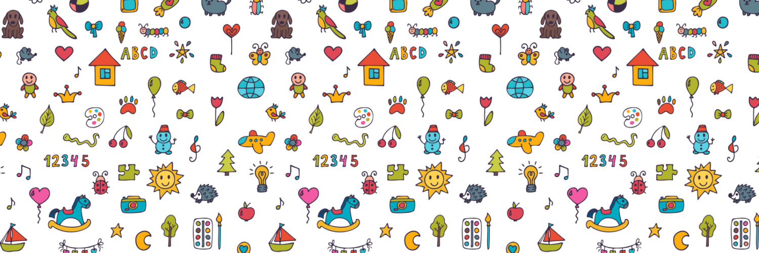 A blank background with a pattern of music notes, numbers, bugs, animals, & nature symbols.