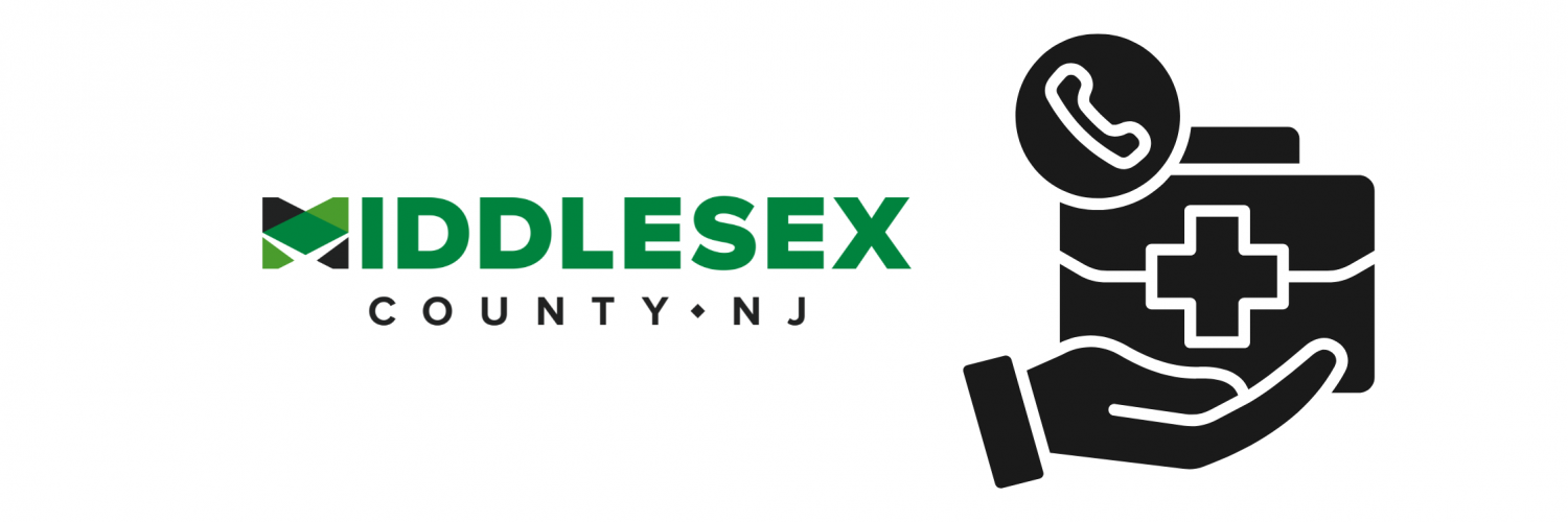 Middlesex County Office of Health Services logo with health services solid illustration.